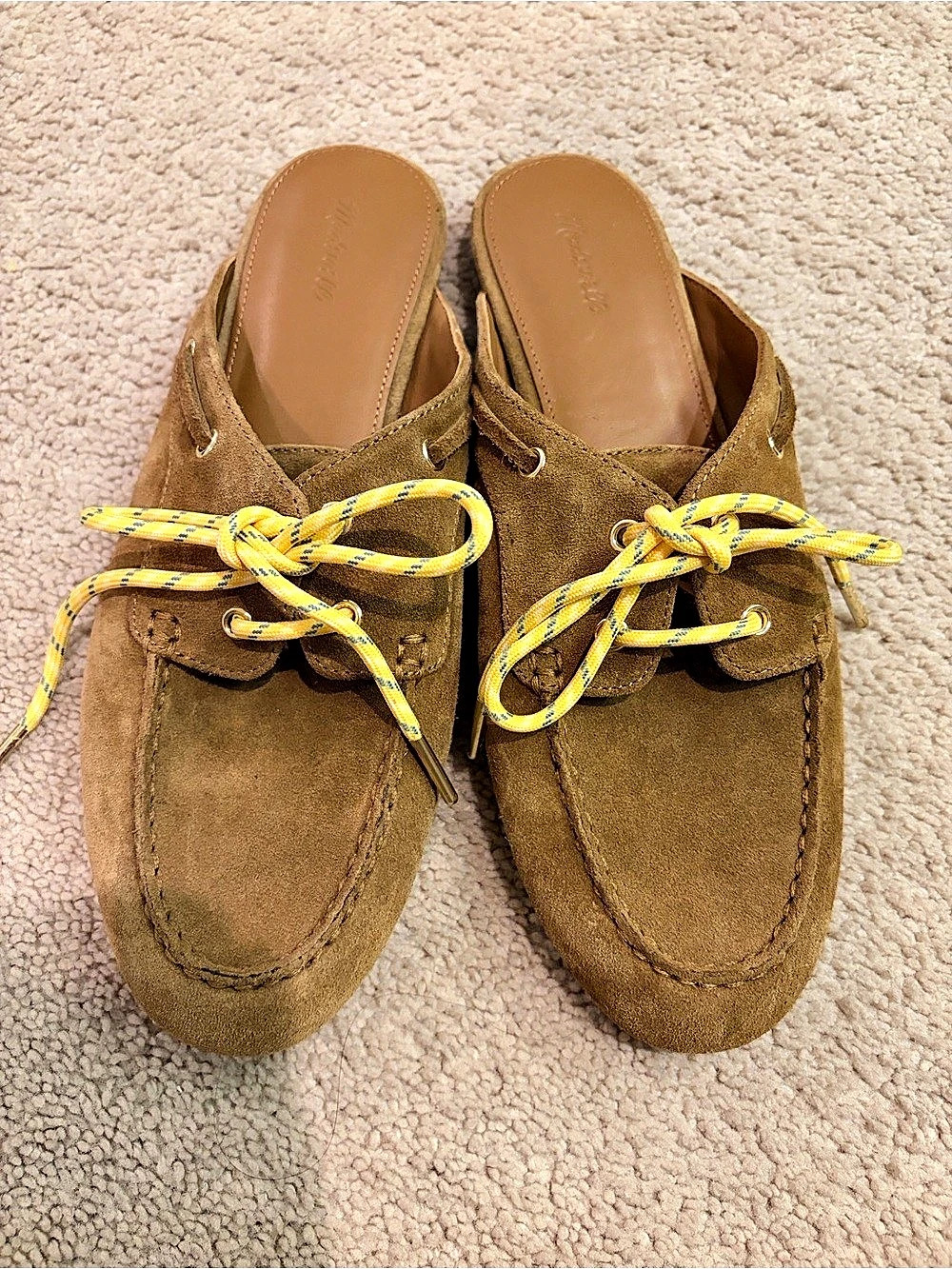 Madewell boat Mules Brown & Yellow